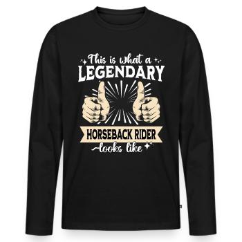 Cavalier légendaire - T-shirt manches longues Premium bio Homme - noir - Devant - Nico (187cm)