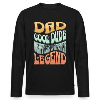 Papa Météo - T-shirt manches longues Premium bio Homme - noir - Devant - Nico (187cm)