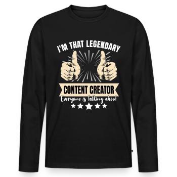 Créateur de contenu légendaire - T-shirt manches longues Premium bio Homme - noir - Devant - Nico (187cm)