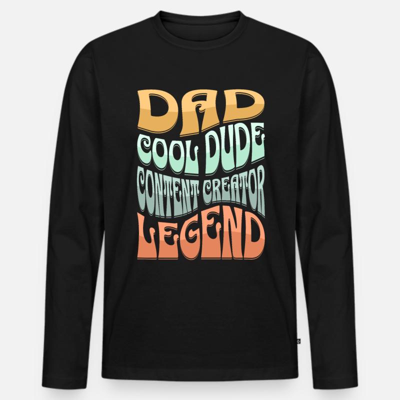 Papa Content Creator - Männer Premium Bio Langarmshirt - Schwarz