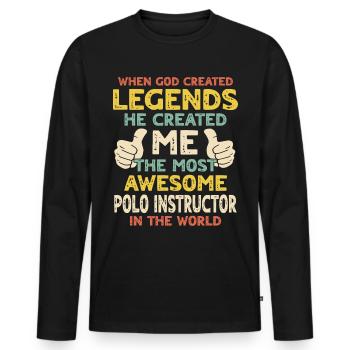 Polo Trainer - Männer Premium Bio Langarmshirt - Schwarz - Vorne - Nico (187cm)