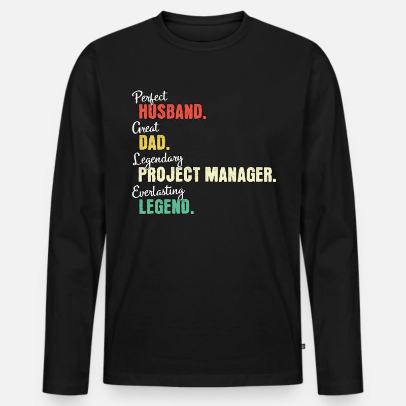 Projektmanager Papa - Männer Premium Bio Langarmshirt - Schwarz