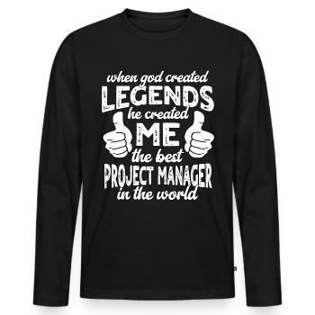 Meilleur chef de projet Légende - T-shirt manches longues Premium bio Homme - noir - Devant - Nico (187cm)