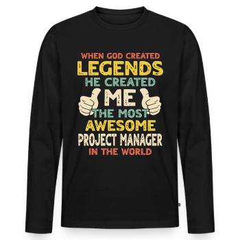 Chefs de projet - T-shirt manches longues Premium bio Homme - noir - Devant - Nico (187cm)