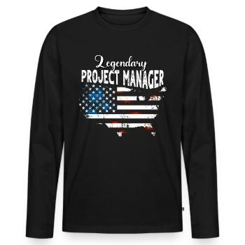 Chef de projet US - T-shirt manches longues Premium bio Homme - noir - Devant - Nico (187cm)