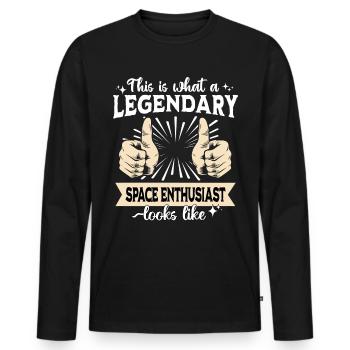 Legendary Space Enthusiast - Men's Premium Organic Long Sleeve Shirt - black - Front - Nico (187cm)
