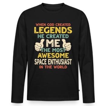 Weltraum Enthusiast - Männer Premium Bio Langarmshirt - Schwarz - Vorne - Nico (187cm)
