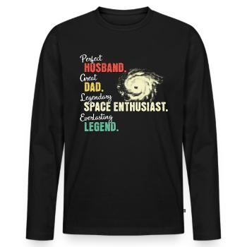wWeltraum Enthusiast Papa - Männer Premium Bio Langarmshirt - Schwarz - Vorne - Nico (187cm)