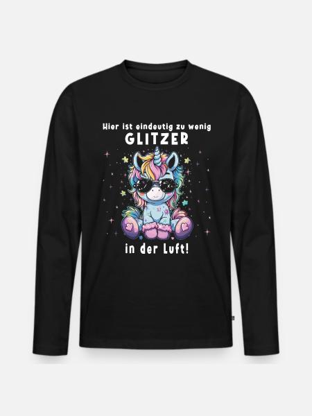 Süßes Einhorn, Bunte Einhörner - Männer Premium Bio Langarmshirt - Schwarz