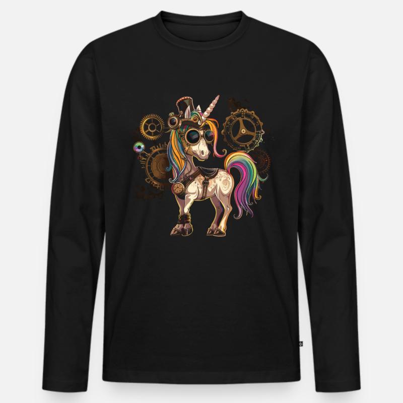 Steampunk Zubehör Steampunk Einhorn - Männer Premium Bio Langarmshirt - Schwarz