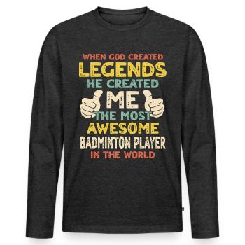 Joueur de badminton - T-shirt manches longues Premium bio Homme - anthracite chiné - Devant - Nico (187cm)