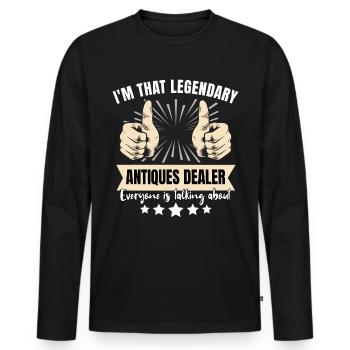 Antiquaire légendaire - T-shirt manches longues Premium bio Homme - noir - Devant - Nico (187cm)