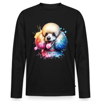 Pudel Motiv - Männer Premium Bio Langarmshirt - Schwarz - Vorne - Nico (187cm)