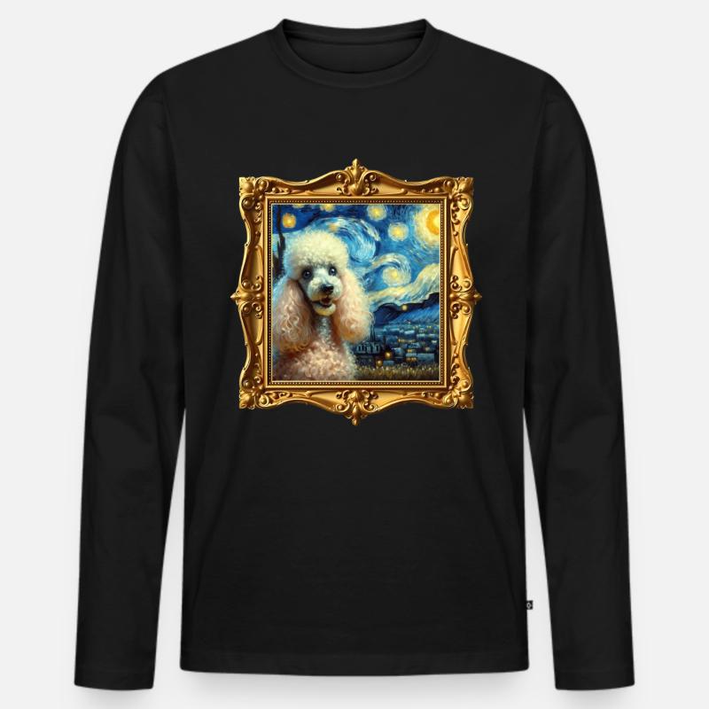 Pudel Starry Night - Männer Premium Bio Langarmshirt - Schwarz