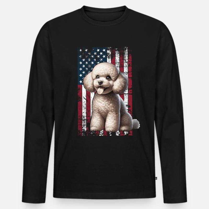 Poodle US Pudel - Männer Premium Bio Langarmshirt - Schwarz