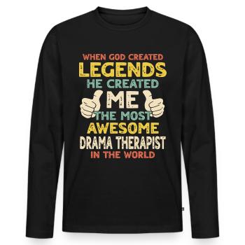 Thérapeute par le théâtre - T-shirt manches longues Premium bio Homme - noir - Devant - Nico (187cm)