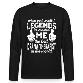 Bester Dramatherapeut Legende - Männer Premium Bio Langarmshirt - Schwarz - Vorne - Nico (187cm)