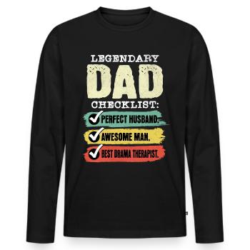 Papa Dramatherapeut Vatertag - Männer Premium Bio Langarmshirt - Schwarz - Vorne - Nico (187cm)