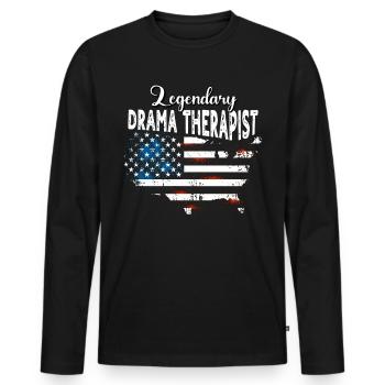 Dramatherapeut US - Männer Premium Bio Langarmshirt - Schwarz - Vorne - Nico (187cm)