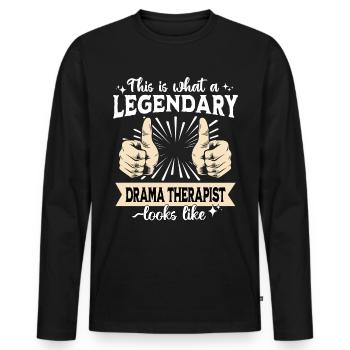 Thérapeute dramatique légendaire - T-shirt manches longues Premium bio Homme - noir - Devant - Nico (187cm)