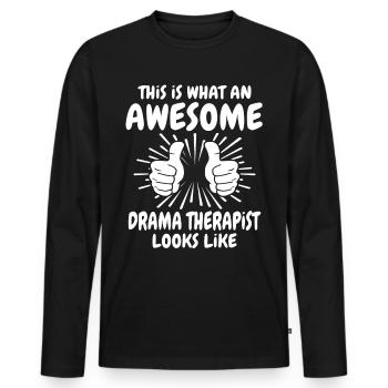 Thérapeute par le théâtre - T-shirt manches longues Premium bio Homme - noir - Devant - Nico (187cm)
