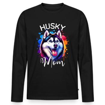 Chien de traîneau Mama Husky - T-shirt manches longues Premium bio Homme - noir - Devant - Nico (187cm)