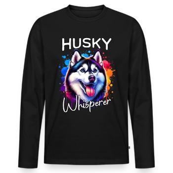 Schlittenhund Flüsterer Husky - Männer Premium Bio Langarmshirt - Schwarz - Vorne - Nico (187cm)