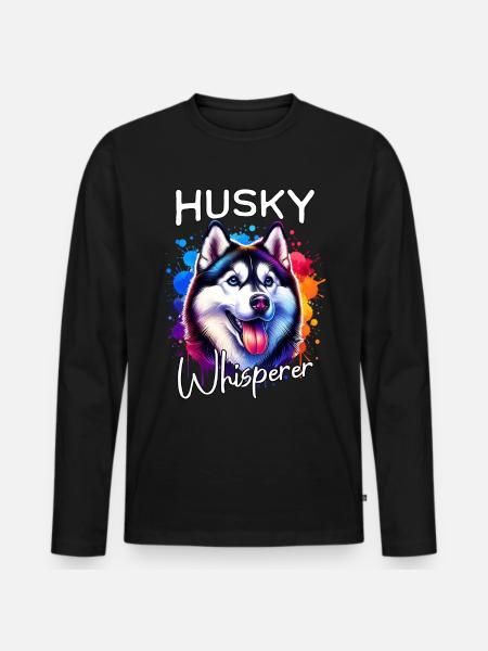 Sled Dog Whisperer Husky - Men's Premium Organic Long Sleeve Shirt - black