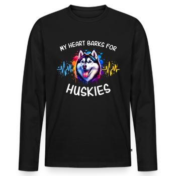 Schlittenhund Herzlinie Husky - Männer Premium Bio Langarmshirt - Schwarz - Vorne - Nico (187cm)