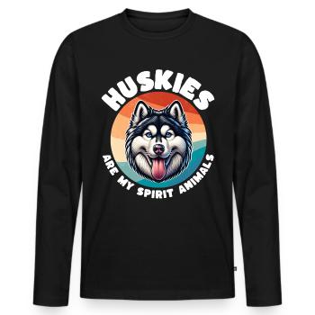 Schlittenhund Sprüche Husky - Männer Premium Bio Langarmshirt - Schwarz - Vorne - Nico (187cm)