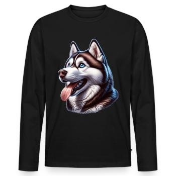 Schlittenhund Husky - Männer Premium Bio Langarmshirt - Schwarz - Vorne - Nico (187cm)