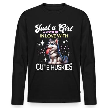 Schlittenhund Mädchen Husky - Männer Premium Bio Langarmshirt - Schwarz - Vorne - Nico (187cm)