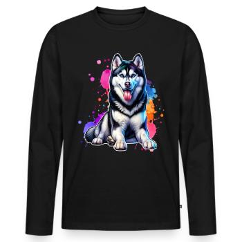 Schlittenhund Geschenk Husky - Männer Premium Bio Langarmshirt - Schwarz - Vorne - Nico (187cm)