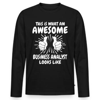 Business Analyst - Men's Premium Organic Long Sleeve Shirt - black - Front - Nico (187cm)