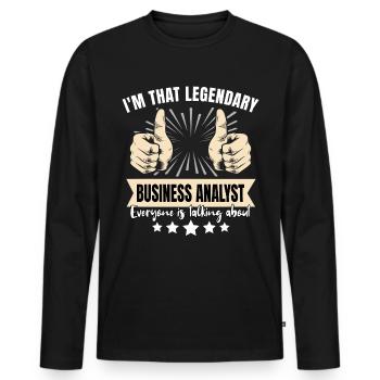 Analyste d’affaires légendaire - T-shirt manches longues Premium bio Homme - noir - Devant - Nico (187cm)