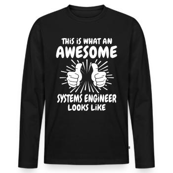 Ingénieur système - T-shirt manches longues Premium bio Homme - noir - Devant - Nico (187cm)