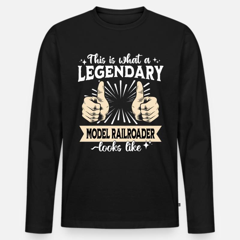 Legendärer Modelleisenbahner - Männer Premium Bio Langarmshirt - Schwarz