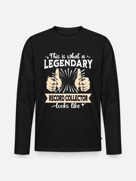 Collectionneur de disques légendaire - T-shirt manches longues Premium bio Homme - noir