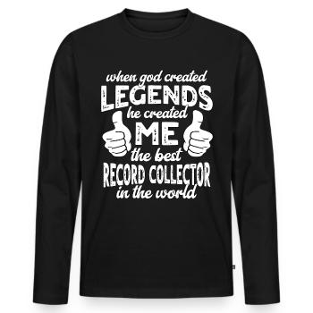 Légende du meilleur collectionneur de disques - T-shirt manches longues Premium bio Homme - noir - Devant - Nico (187cm)