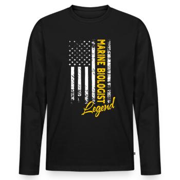 Légende du biologiste marin - T-shirt manches longues Premium bio Homme - noir - Devant - Nico (187cm)