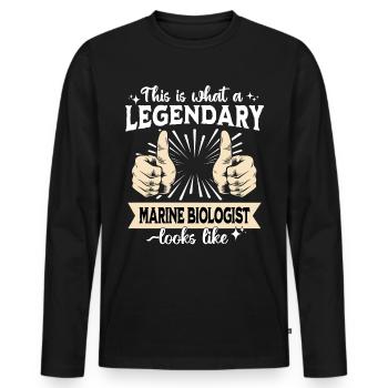 Biologiste marin légendaire - T-shirt manches longues Premium bio Homme - noir - Devant - Nico (187cm)
