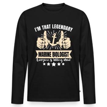 Biologiste marin légendaire - T-shirt manches longues Premium bio Homme - noir - Devant - Nico (187cm)