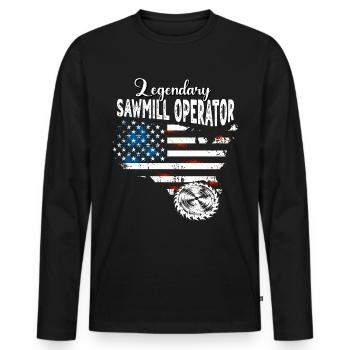 Sägewerksarbeiter US - Männer Premium Bio Langarmshirt - Schwarz - Vorne - Nico (187cm)