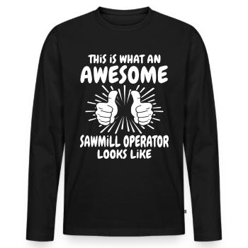 Ouvrier de scierie - T-shirt manches longues Premium bio Homme - noir - Devant - Nico (187cm)