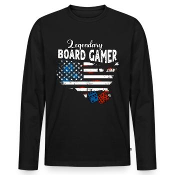 Brettspieler US - Männer Premium Bio Langarmshirt - Schwarz - Vorne - Nico (187cm)