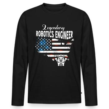 Robotikingenieur US - Männer Premium Bio Langarmshirt - Schwarz - Vorne - Nico (187cm)