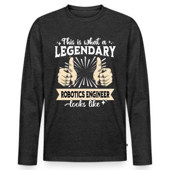 Legendärer Robotikingenieur - Männer Premium Bio Langarmshirt - Anthrazit meliert - Vorne - Nico (187cm)