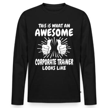 Coach d’employés - T-shirt manches longues Premium bio Homme - noir - Devant - Nico (187cm)