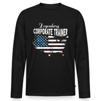 Mitarbeitercoach US - Männer Premium Bio Langarmshirt - Schwarz - Vorne - Nico (187cm)