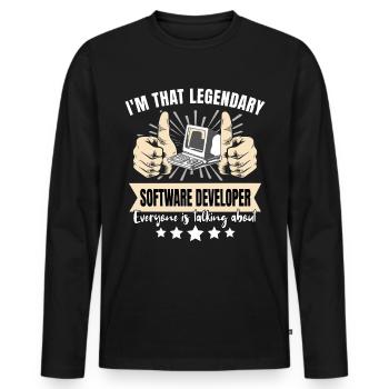 Legendary Software Developer - Men's Premium Organic Long Sleeve Shirt - black - Front - Nico (187cm)